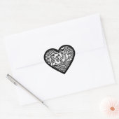 Sticker Cœur AMOUR noir blanc rayé illusion optique (Enveloppe)