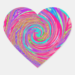 Sticker Cœur Amour Tourbillon Cyan Hypnotisant Graphisme de Tex