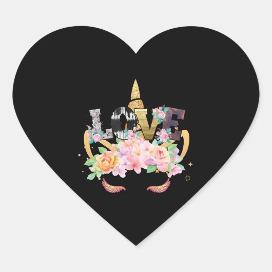 STICKER CŒUR AMOUR UNICORN (Devant)