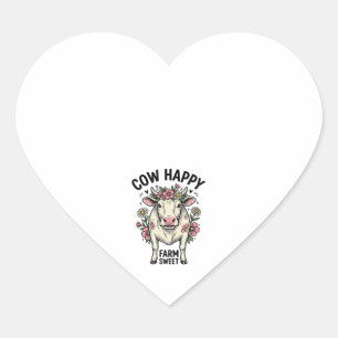 Sticker Cœur Amoureux de vaches mignonnes Art animalier de ferm