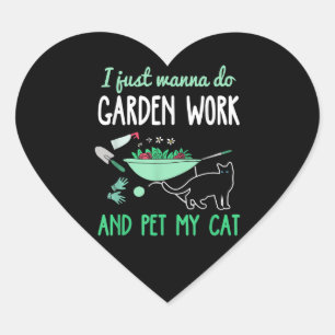 Sticker Cœur Amoureux des chats de jardinage Funny Garden Wor