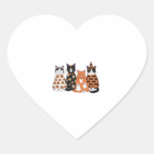 Sticker Cœur Amusant Chat Noir Fête Fantôme Citrouille mignonne