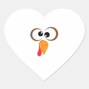 Sticker Cœur Amusante Famille Turquie Thanksgiving Turquie Face