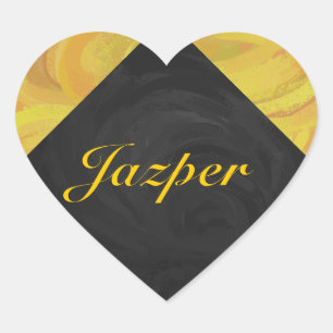 Sticker Cœur Ananas et Monogramme noir