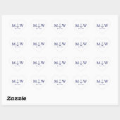 Sticker Cœur ancre nautique mariage marine bleu blanc monogramm (Feuille)