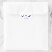 Sticker Cœur ancre nautique mariage marine bleu blanc monogramm (Sac)