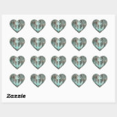 Sticker Cœur Ancre Parties scintillant nautique Aqua Bokeh sur  (Feuille)