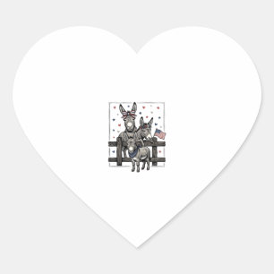 Sticker Cœur Ânes patriotiques conception de chemise vintage 4