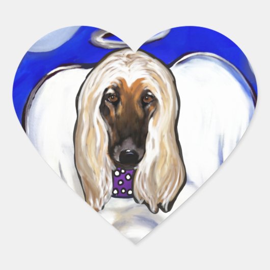Sticker Cœur Ange Afghan Hound (Devant)