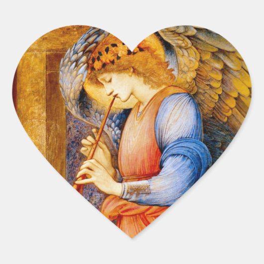 Sticker Cœur Ange avec trompette (Devant)