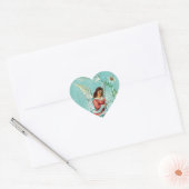 Sticker Cœur Ange De Pâques Avec Fleurs (Enveloppe)