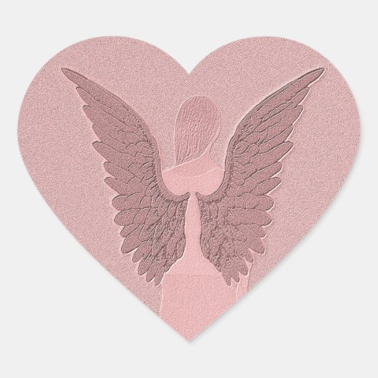 Sticker Cœur Ange Gardien rose (Devant)