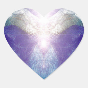 Sticker Cœur Ange violet argenté