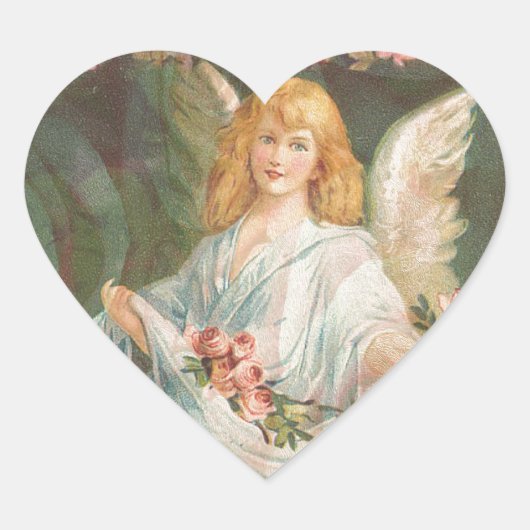 Sticker Cœur Angel avec Roses (Devant)
