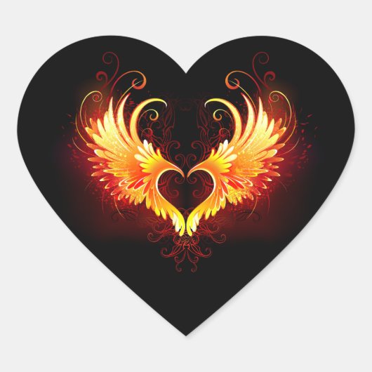 Sticker Cœur Angel Fire Heart with Wings (Devant)