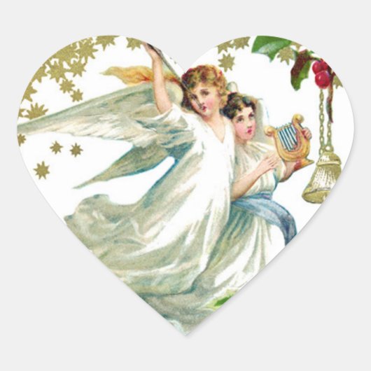 Sticker Cœur Anges de Noël (Devant)