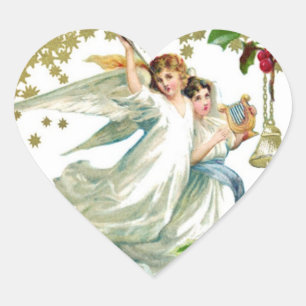 Sticker Cœur Anges de Noël