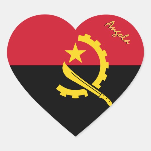 Sticker Coeur Angola, Drapeau patriotique angolais (Devant)