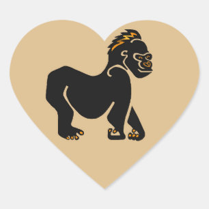 Sticker Cœur Animaux sauvages - GORILLA - singe -primate - faun