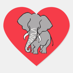 Sticker Cœur Animaux sauvages - J'aime ELEPHANTS - Nature - Rou