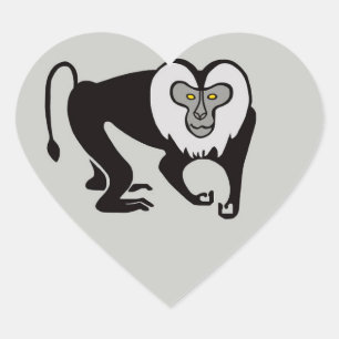 Sticker Cœur Animaux sauvages - J'aime les MACAQUES à queue de