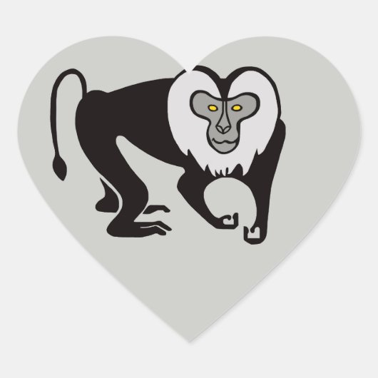 Sticker Cœur Animaux sauvages - J'aime les MACAQUES à queue de  (Devant)