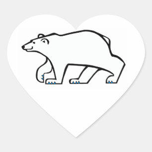 Sticker Cœur Animaux sauvages - J'aime les OURS polaires - Amou