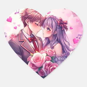 Sticker Cœur Anime Boy and Girl Valentine's Day
