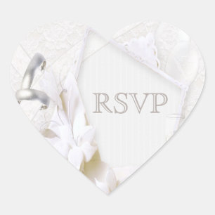 Sticker Cœur Anneaux mariages et lunettes de champagne RSVP