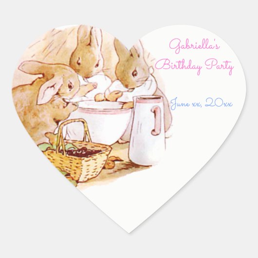 Sticker Cœur Anniversaire Beatrix Potter, Custom (Devant)