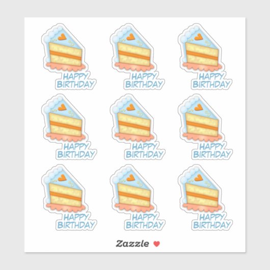 Sticker Coeur Anniversaire Contour de gâteau (Feuille)