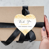 Sticker Cœur Anniversaire de fête blanc or nom Merci