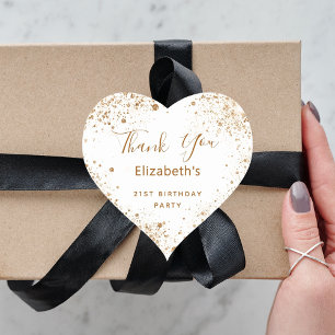 Sticker Cœur Anniversaire de fête d'or blanc parties scintillan