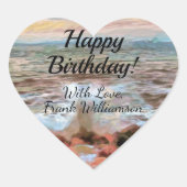 Sticker Cœur Anniversaire des vagues rocheuses 0742 (Devant)