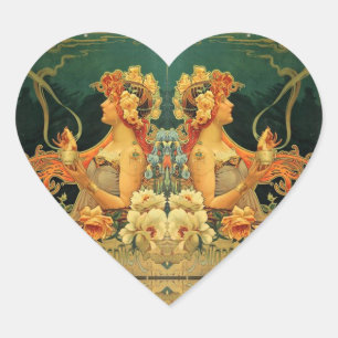 Sticker Cœur Annonce chocolat chaud Art nouveau Hingre