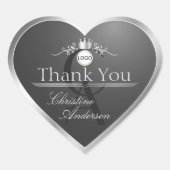 Sticker Cœur Anthracite Silver Frame Logo Monogram Thank You (Devant)