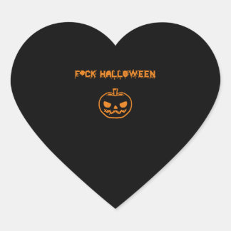 Sticker Cœur Anti Halloween citrouille jack-o' lantern