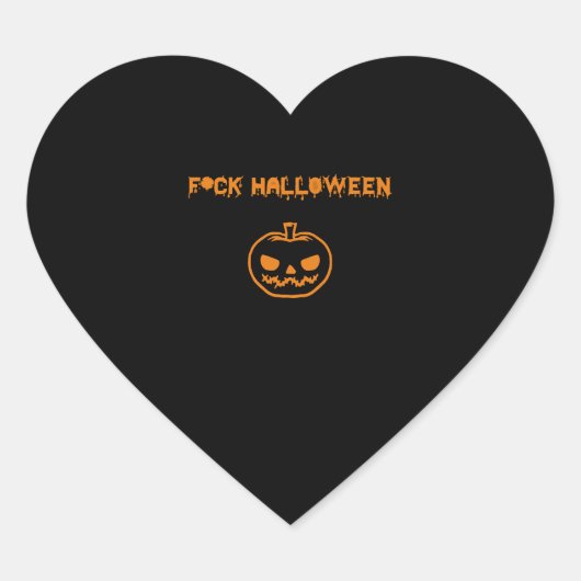 Sticker Cœur Anti Halloween citrouille jack-o' lantern (Devant)