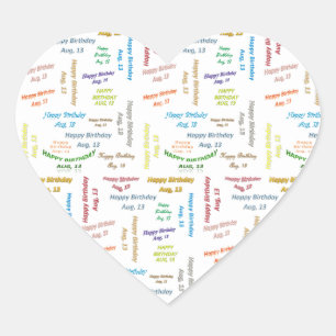Sticker Cœur Août, 13 Anniversaire