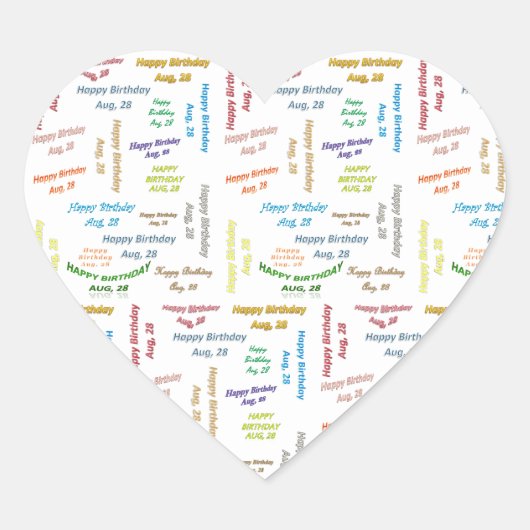 Sticker Cœur Août, 28 Anniversaire (Devant)