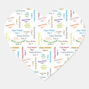 Sticker Cœur Août 3 Anniversaire