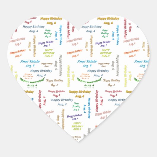 Sticker Cœur Août 4 Anniversaire (Devant)