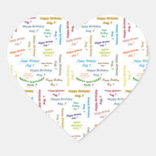 Sticker Cœur Août 7 Anniversaire
