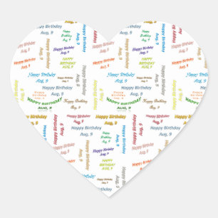 Sticker Cœur Août 9 Anniversaire