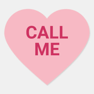 Sticker Cœur Appelle-moi conversation de Saint Valentin rose mi