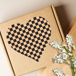 Sticker Cœur Apricot et Noir À damiers Vintage<br><div class="desc">Apricot et Noir À damiers Vintage</div>