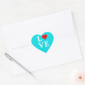 Sticker Cœur Aqua Blue LOVE Moderne Élégant (Enveloppe)