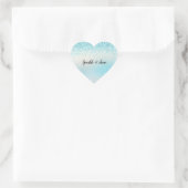 Sticker Cœur Aqua Blue Ombre Glitzy Sparkle Parties scintillant (Sac)