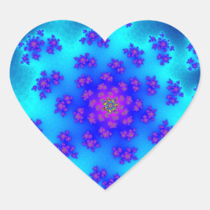Sticker Cœur Aqua Floral Sprinkings