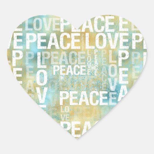 Sticker Cœur Aqua Gold White Peace Love (Devant)